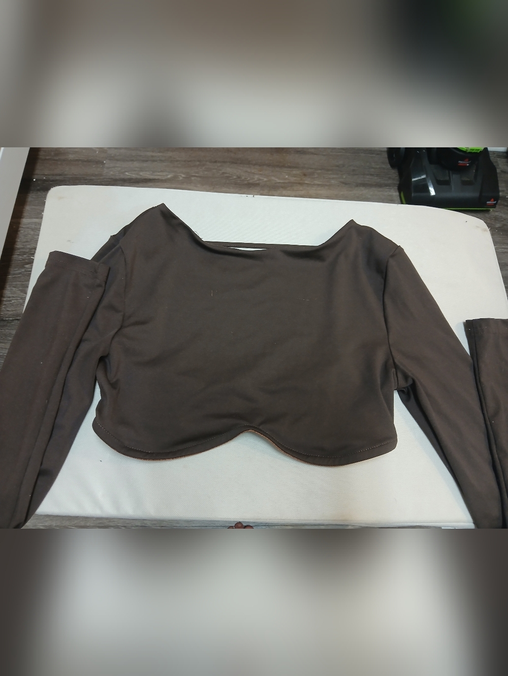 Shein Dark Brown Open Back Crop Top